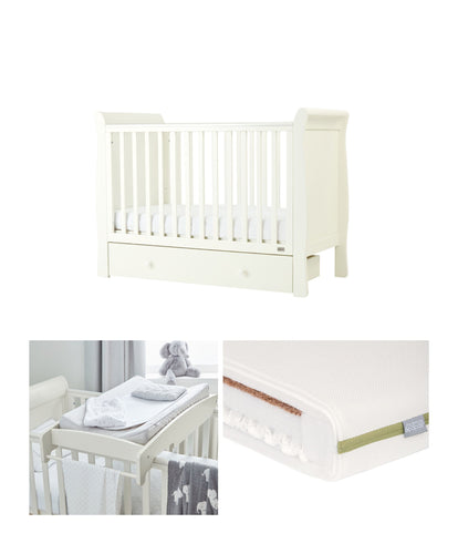 Mamas & Papas Mia Baby Cot & Premium Dual Core+ Cot Mattress - White