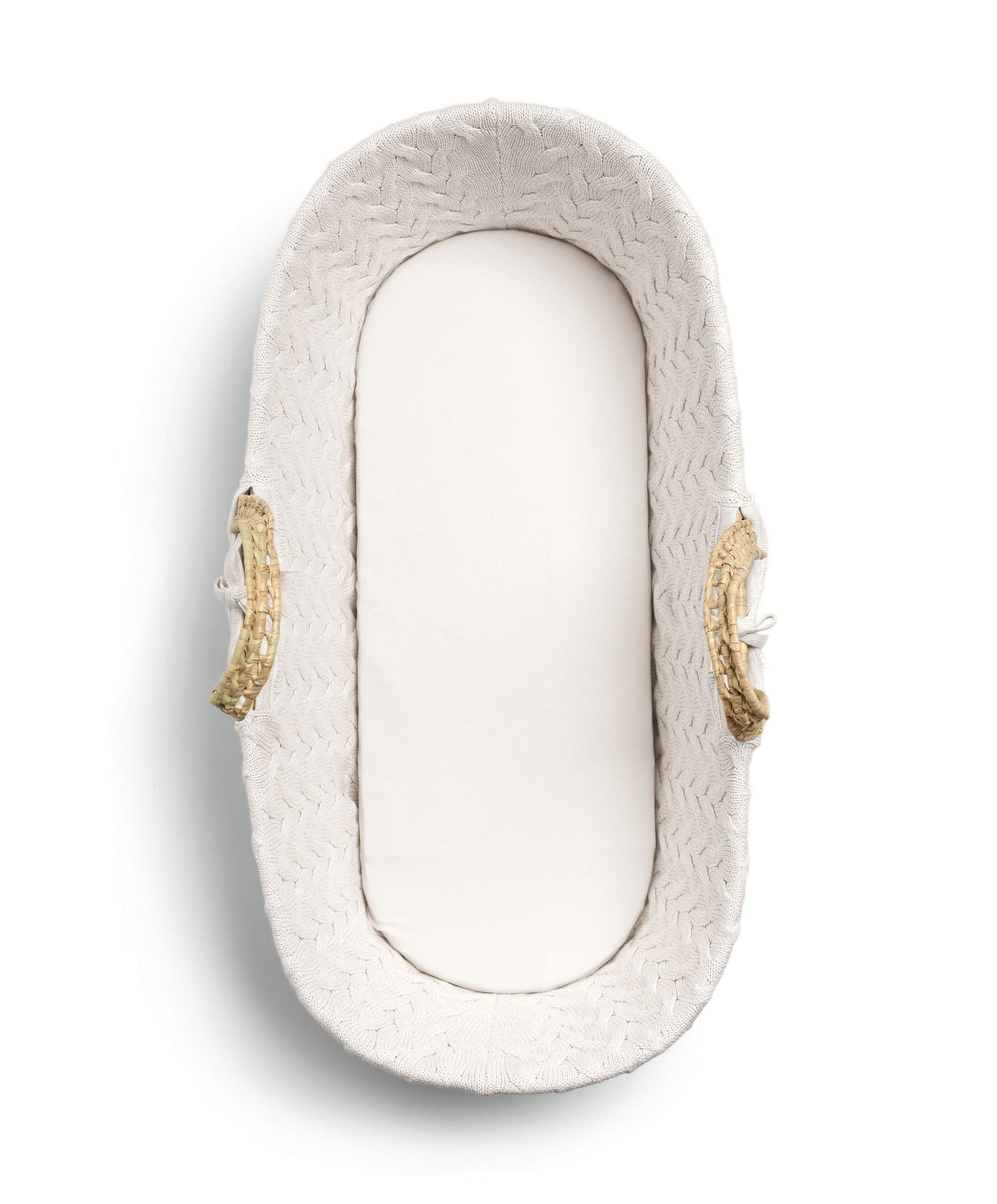 Mamas &amp; Papas Moses Basket Bedding Moses Basket - White Cable Knit