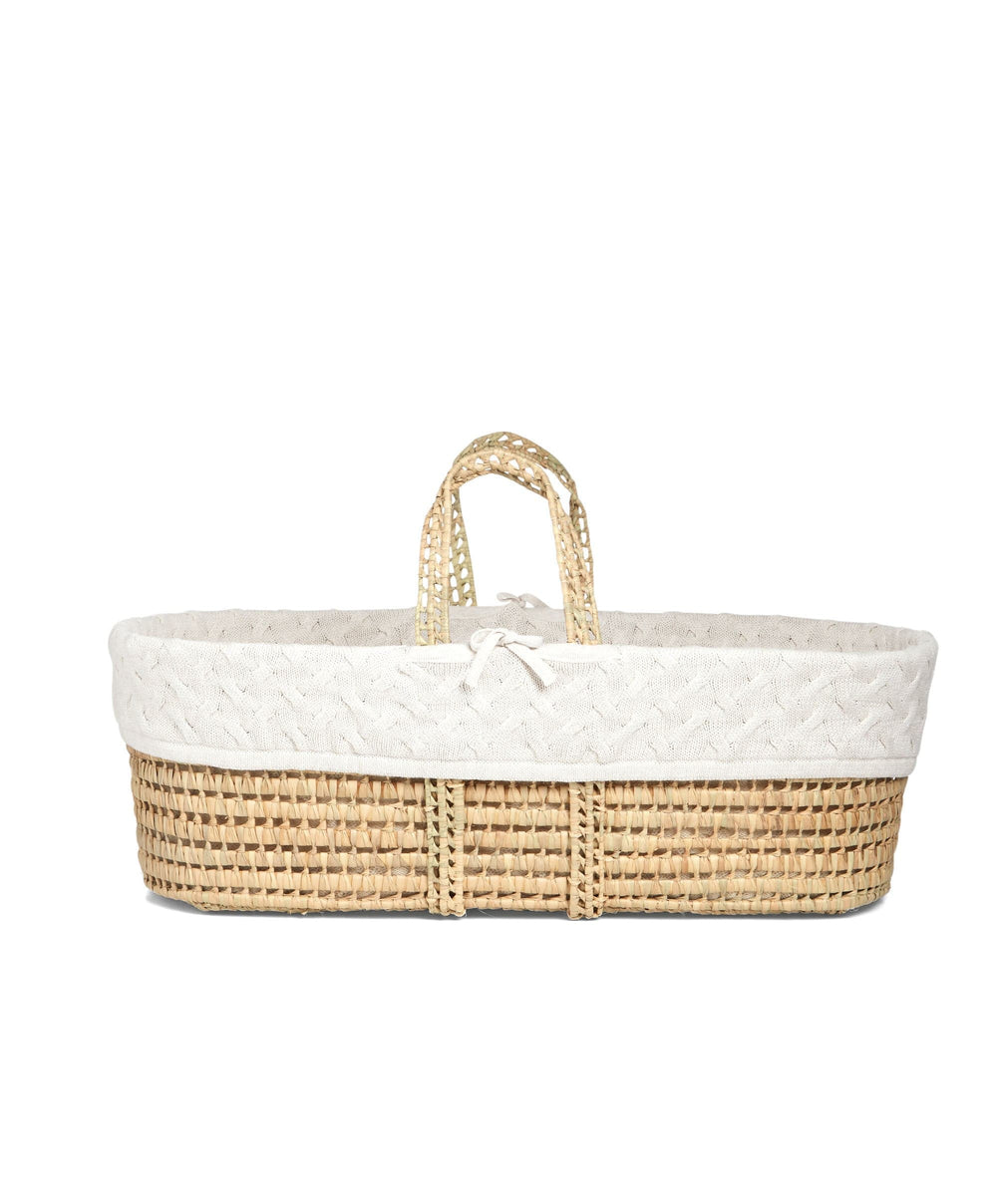 Mamas &amp; Papas Moses Basket Bedding Moses Basket - White Cable Knit