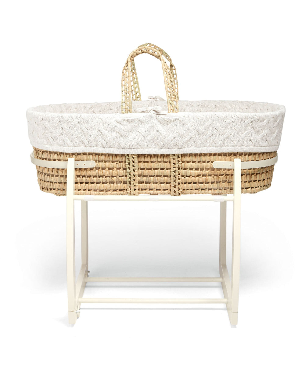 Mamas &amp; Papas Moses Basket Bedding Moses Basket - White Cable Knit