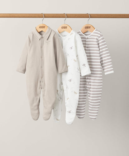 Mamas & Papas Nostalgic Travels Sleepsuits (3 Pack)