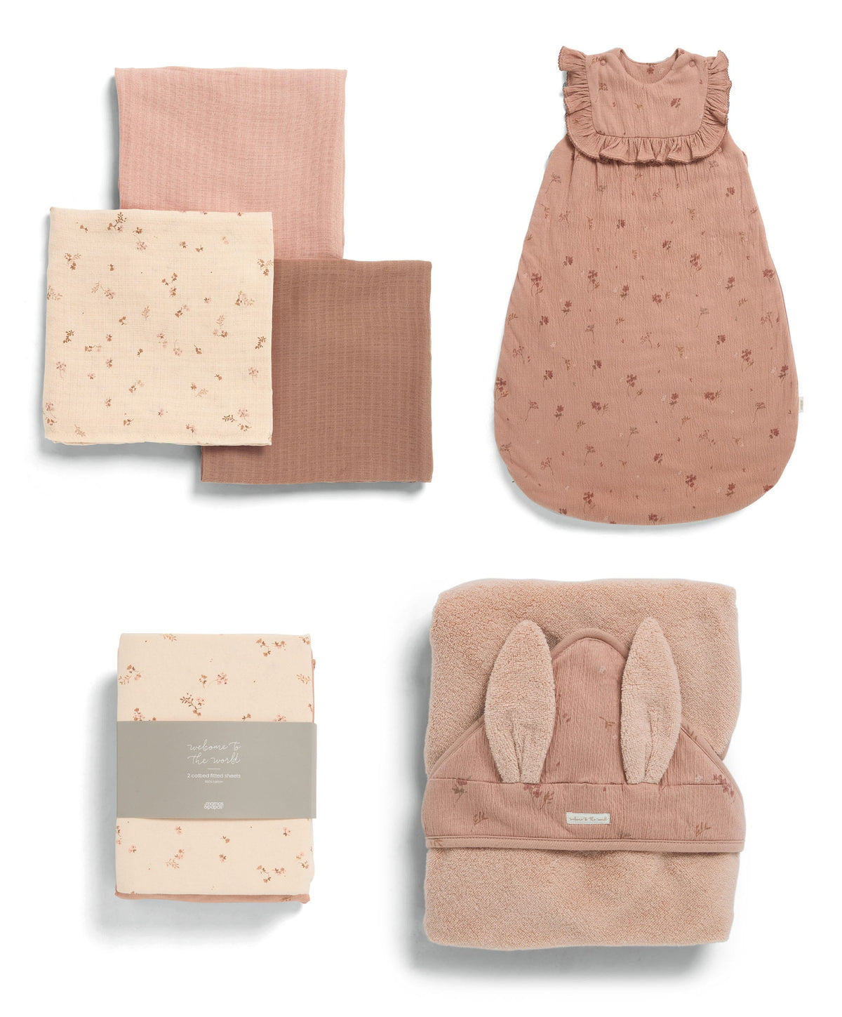 Mamas & Papas Nursery Bundle with Dreampod Sleep Bag & Hooded Towel (4 Pieces) - Wildflower