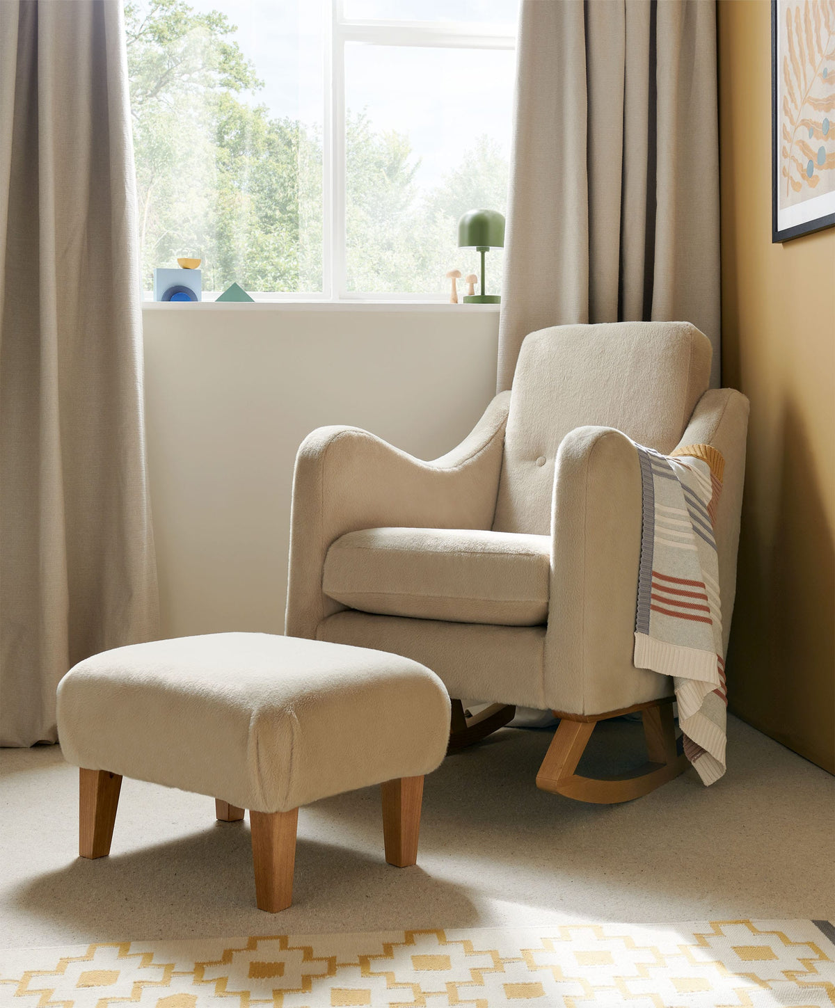 Mamas & Papas Nursing Chair Sets Bowdon Nursing Chair & Footstool Set - Almond Sherpa