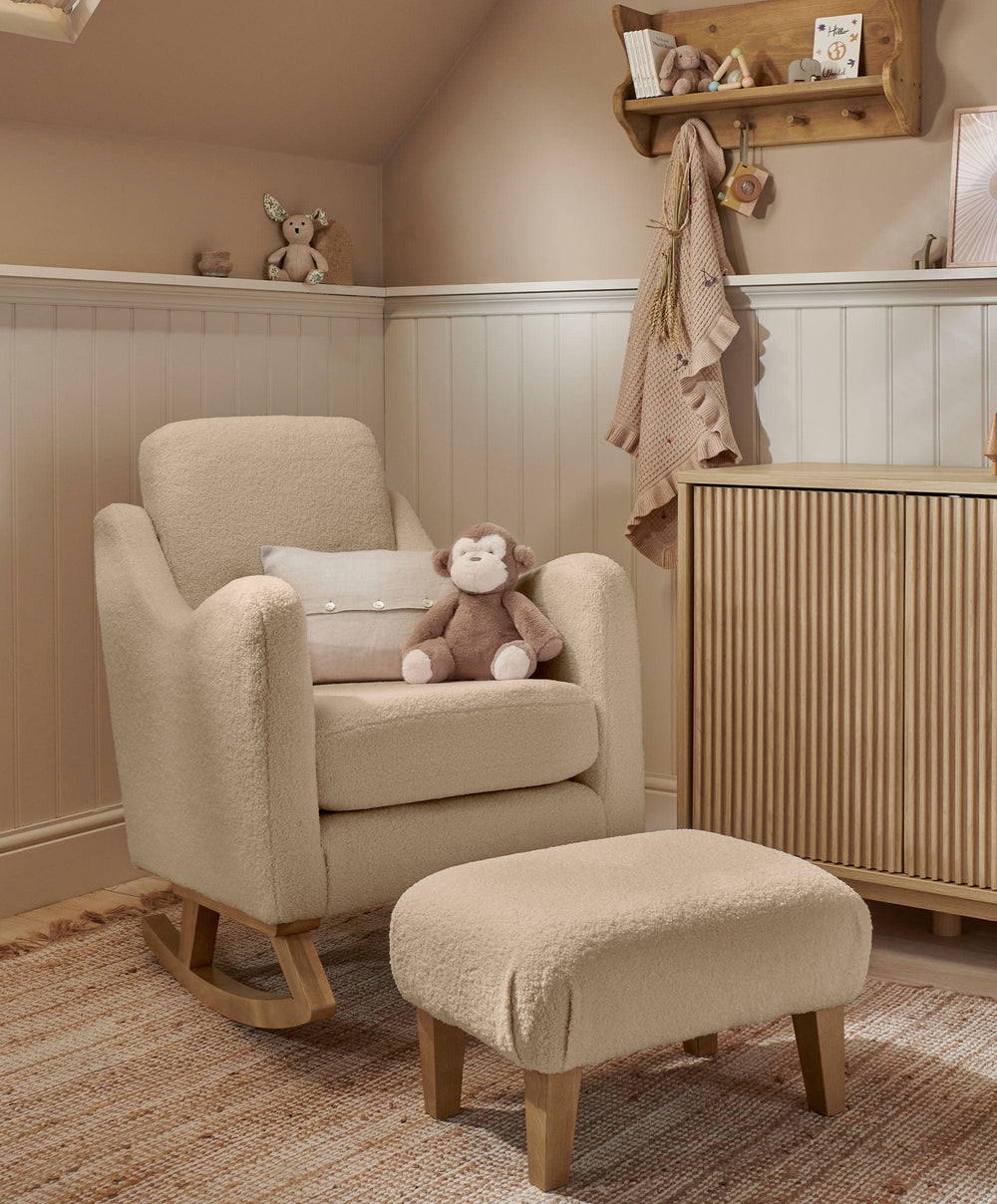 Mamas &amp; Papas Nursing Chair Sets Bowdon Nursing Chair &amp; Footstool Set - Oatmeal Boucle