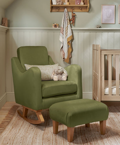 Mamas & Papas Nursing Chair Sets Bowdon Nursing Chair & Footstool Set - Olive Velvet