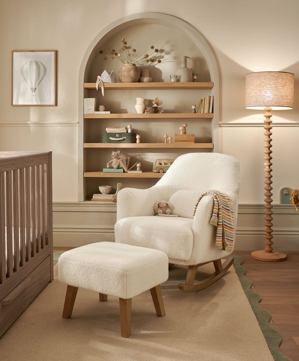 Mamas &amp; Papas Nursing Chair Sets Penrose Nursing Chair &amp; Stool - Off White Boucle