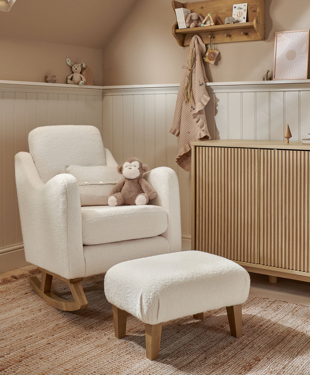 Mamas &amp; Papas Nursing Chairs Bowdon Nursing Chair &amp; Footstool Set - Off White Boucle