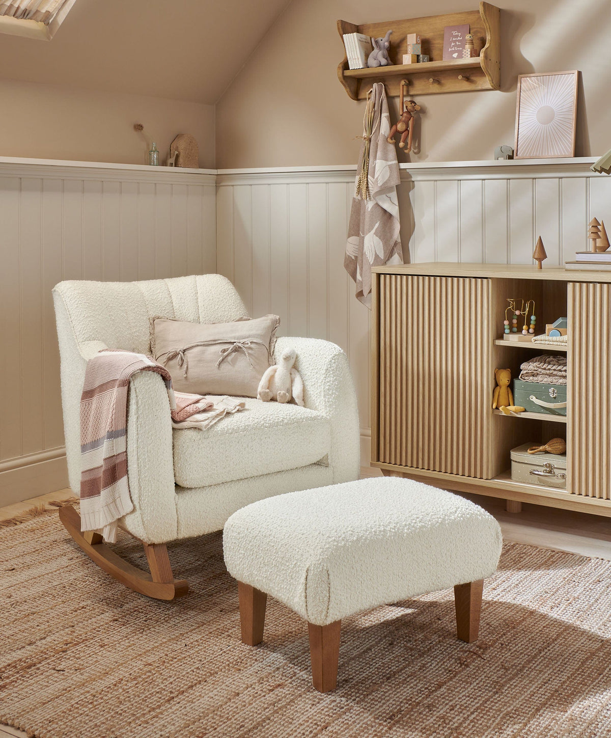 Mamas & Papas Nursing Chairs Hilston Nursing Chair & Footsool Set - Oyster Chenille Boucle