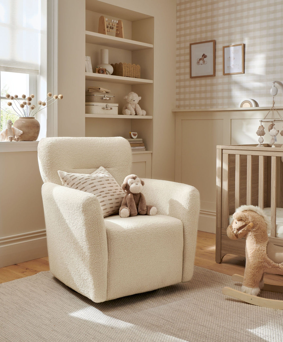 Mamas & Papas Nursing Chairs Settle Swivel Nursing Chair - Off White Boucle