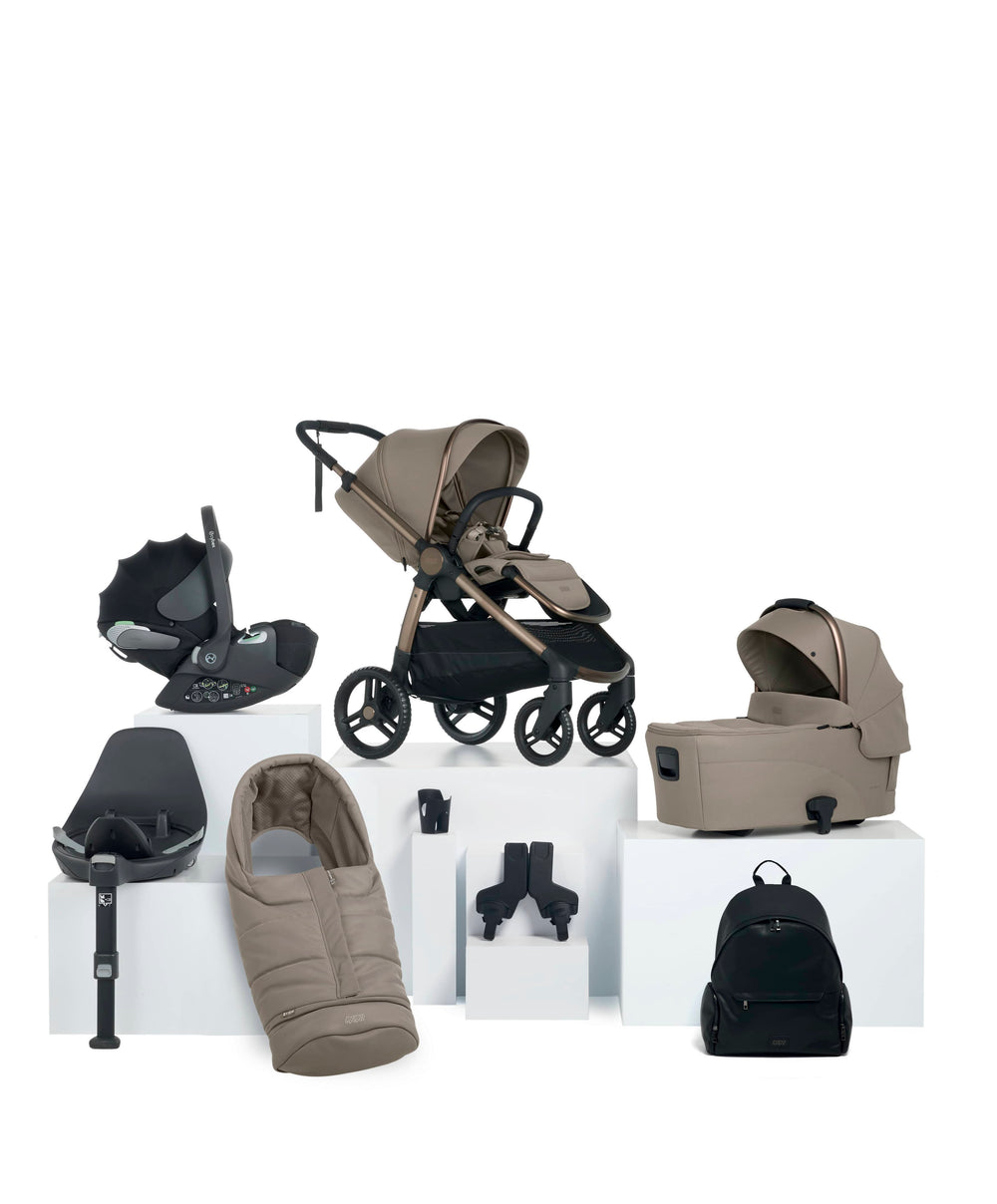 Mamas &amp; Papas Ocarro 2 Complete Pushchair Bundle with Cybex Cloud T i-Size Rotating Baby Car Seat &amp; Base (8 Pieces) - Oatmeal