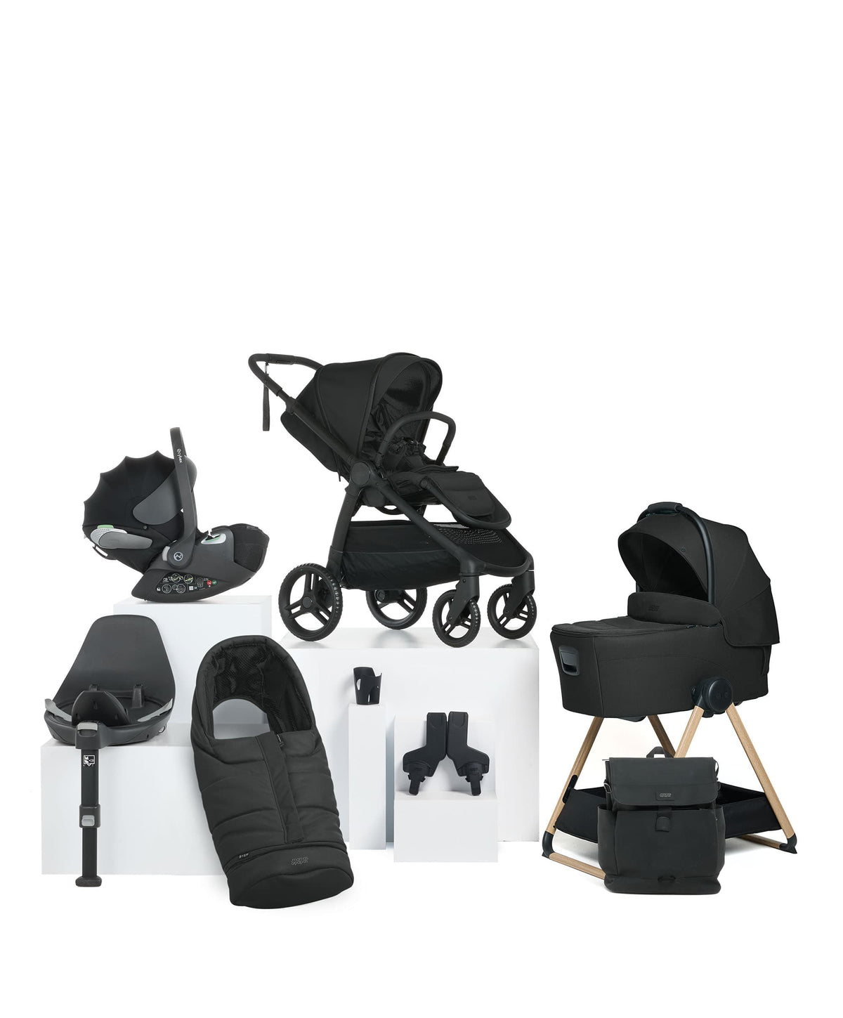 Mamas & Papas Ocarro 2 Complete Pushchair Bundle with Cybex Cloud T i-Size Rotating Baby Car Seat & Base - (9 Pieces) - Eclipse