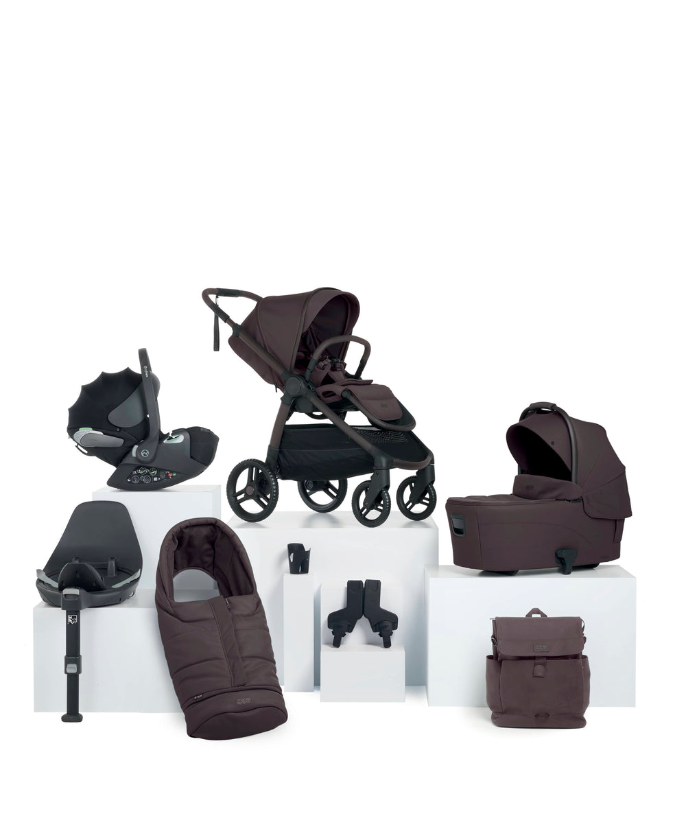 Mamas &amp; Papas Ocarro 2 Complete Pushchair Bundle with Cybex Cloud T Plus Car Seat &amp; Base (8 Pieces) - Americano