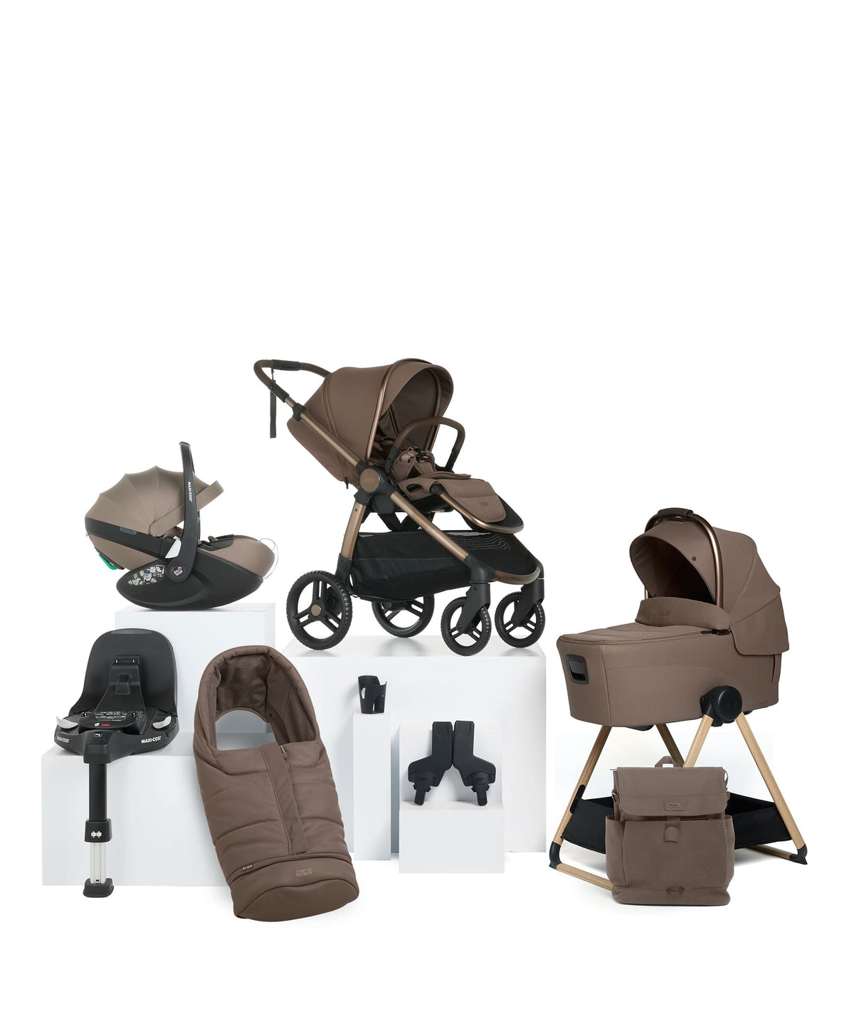 Mamas & Papas Ocarro 2 Complete Pushchair Bundle with Maxi-Cosi Pebble 360 Pro² Car SeaT & Base (9 Pieces) - Crema