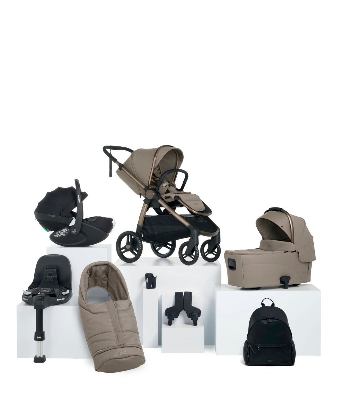 Mamas & Papas Ocarro 2 Complete Pushchair Bundle with Maxi-Cosi Pebble 360 Pro2 Car Seat (8 Pieces) - Oatmeal
