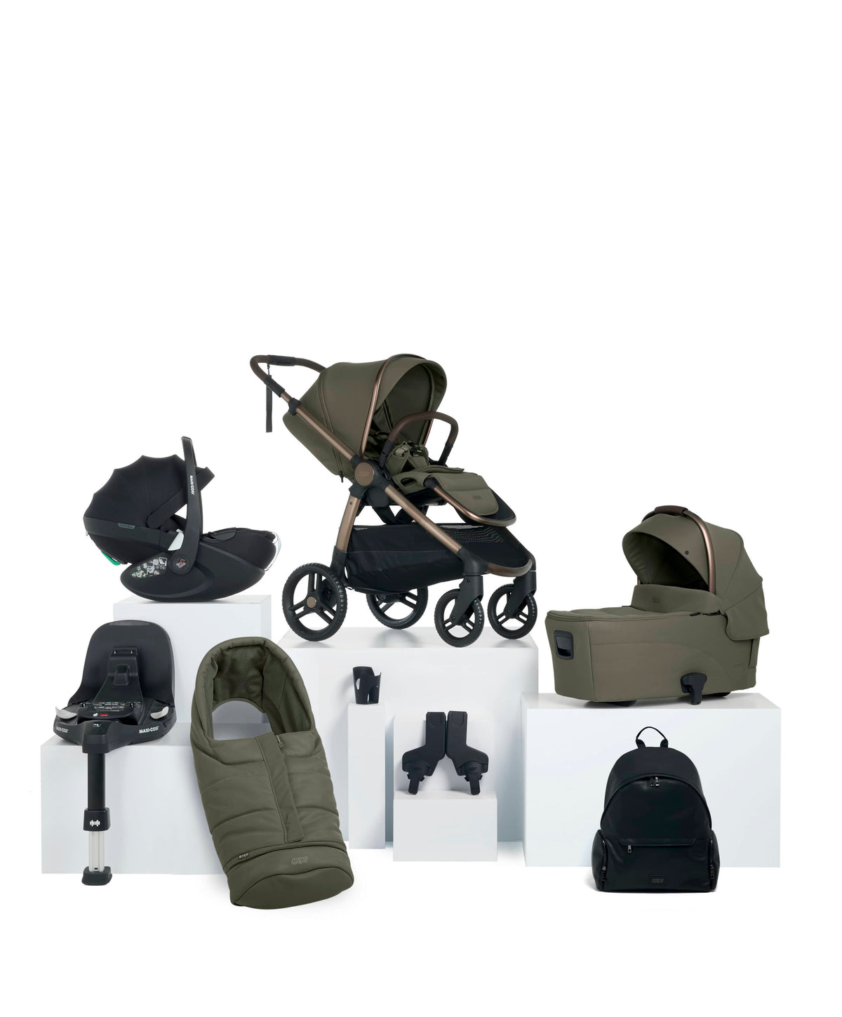 Mamas & Papas Ocarro 2 Complete Pushchair Bundle with Maxi-Cosi Pebble 360 Pro2 Car Seat & Base (8 Pieces) - Evergreen