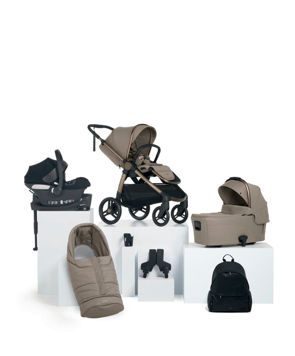 Mamas &amp; Papas Ocarro 2 Essential Pushchair Bundle with Cybex Aton B2 i-Size Baby Car Seat (8 Pieces) - Oatmeal