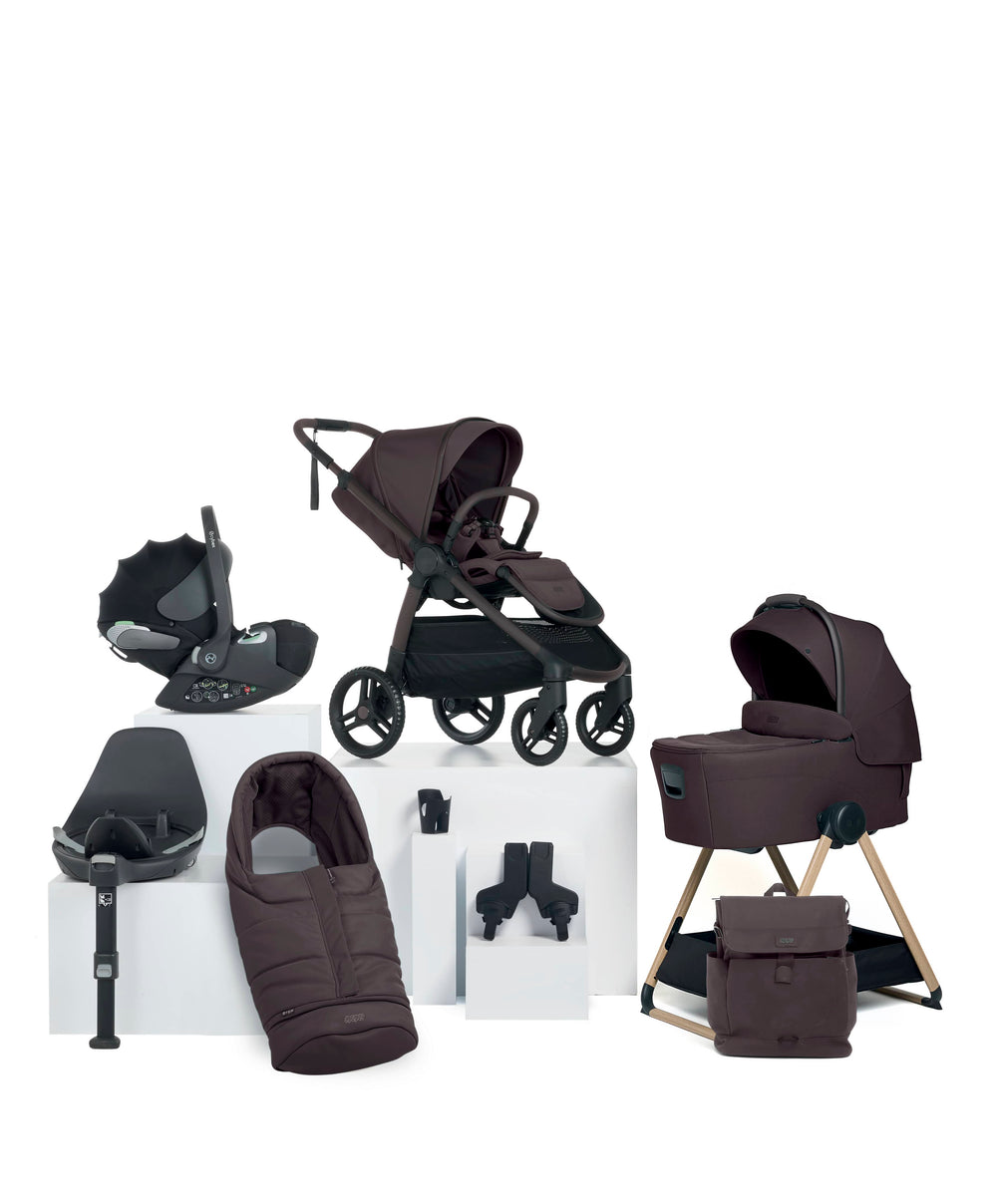 Mamas &amp; Papas Ocarro 2 Pushchair Bundle with Cybex Cloud T Car Seat &amp; Base (9 Pieces) - Americano