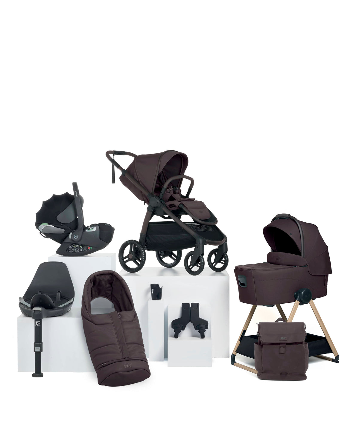 Mamas & Papas Ocarro 2 Pushchair Bundle with Cybex Cloud T Car Seat & Base (9 Pieces) - Americano