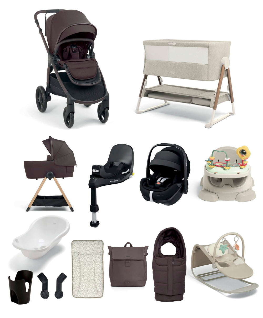 Mamas &amp; Papas Ocarro 2 Pushchair Ultimate Newborn Bundle with Maxi-Cosi Pebble 360 Pro2 &amp; Base (14 Pieces) - Americano