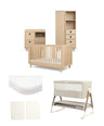 Mamas & Papas Oska Nursery Bundle With Lua Bedside Crib (6 Pieces) - Natural Oak