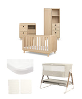 Mamas & Papas Oska Nursery Bundle With Lua Bedside Crib (6 Pieces) - Natural Oak