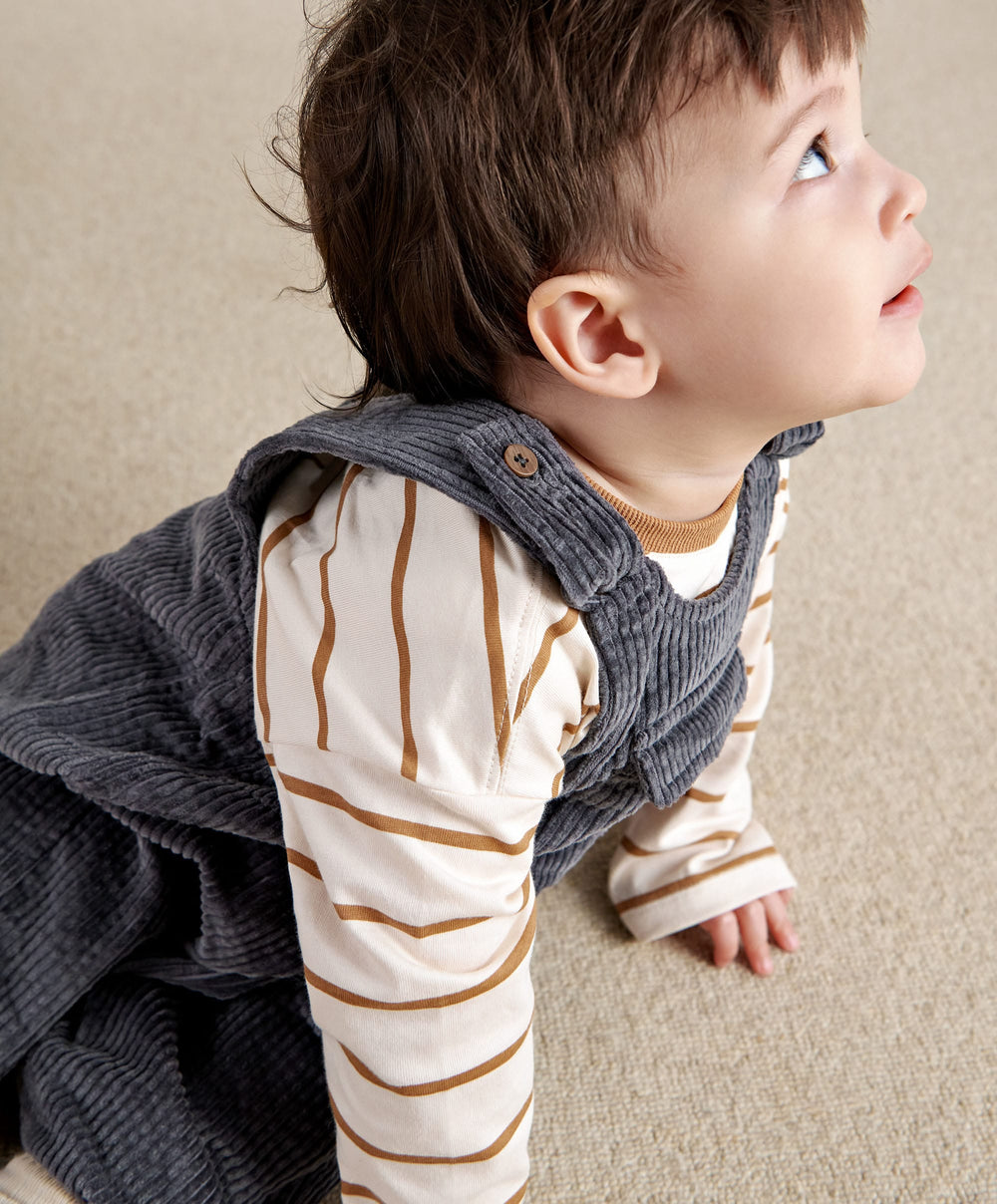 Mamas &amp; Papas Outfits &amp; Sets Blue Cord Dungarees &amp; Long Sleeve Top
