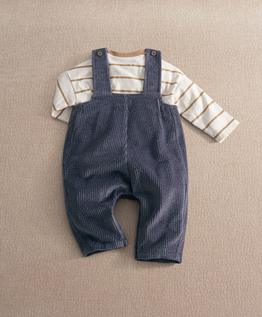 Mamas &amp; Papas Outfits &amp; Sets Blue Cord Dungarees &amp; Long Sleeve Top
