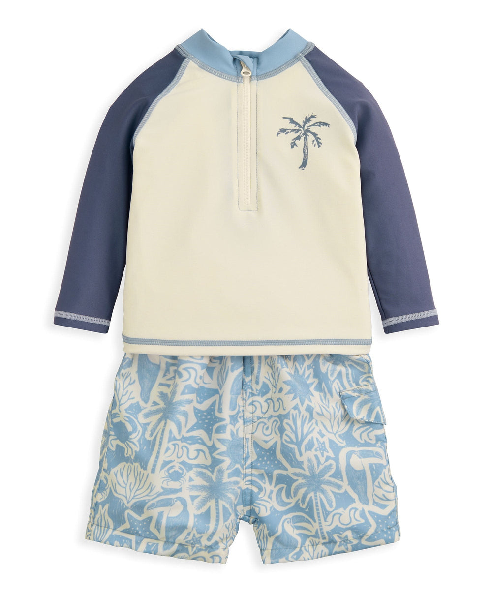 Mamas &amp; Papas Outfits &amp; Sets Board Shorts &amp; Long-sleeved Top Outfit Set