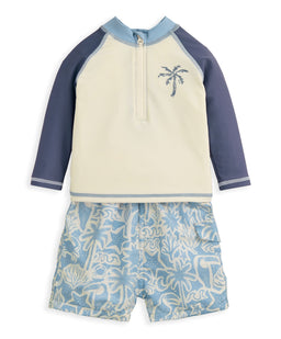 Mamas & Papas Outfits & Sets Board Shorts & Long-sleeved Top Outfit Set