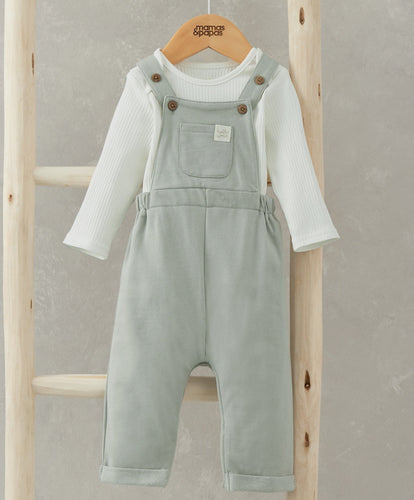 Mamas & Papas Outfits & Sets Bodysuit & Jersey Dungarees Outfit Set - Green