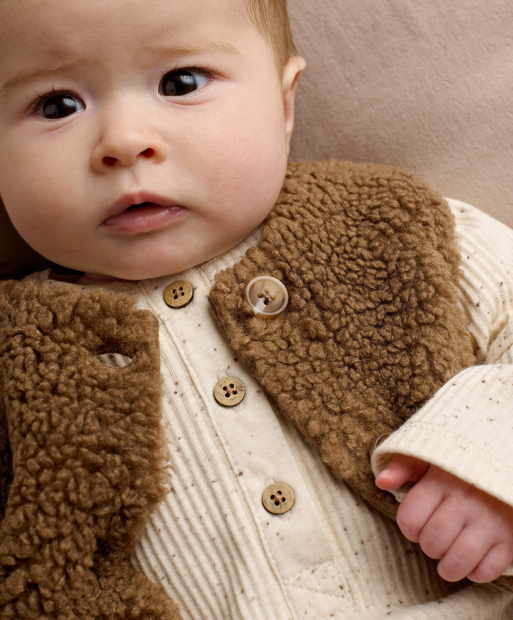 Mamas &amp; Papas Outfits &amp; Sets Borg Waistcoat with Bodysuit &amp; Trousers Outfit
