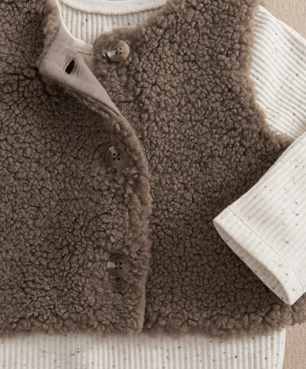 Mamas &amp; Papas Outfits &amp; Sets Borg Waistcoat with Bodysuit &amp; Trousers Outfit