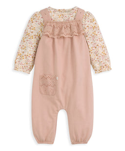 Mamas & Papas Outfits & Sets Broderie Dungarees & Bodysuit Outfit Set