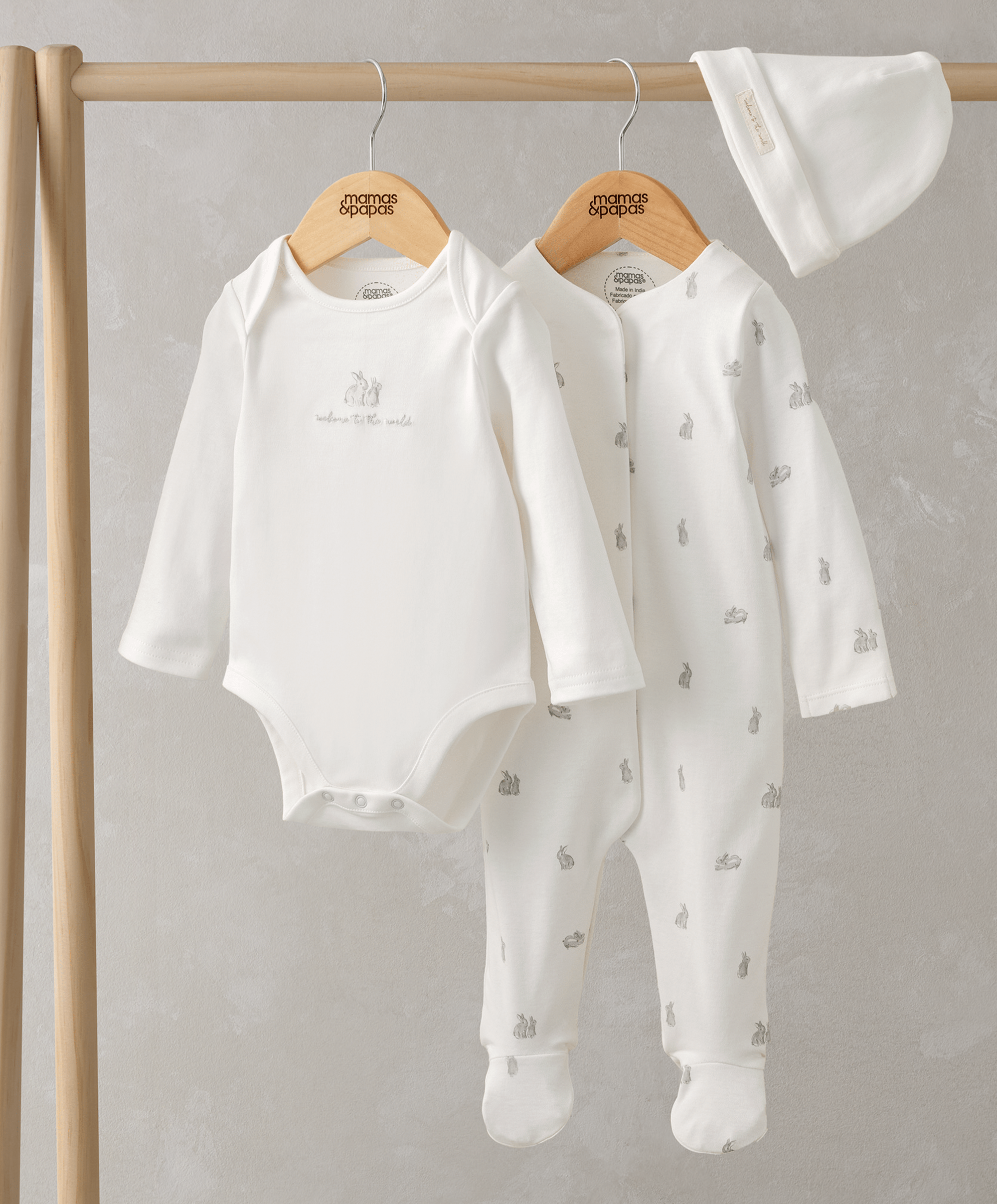 Bunny Sleepsuit Bodysuit Hat – Mamas Papas IE