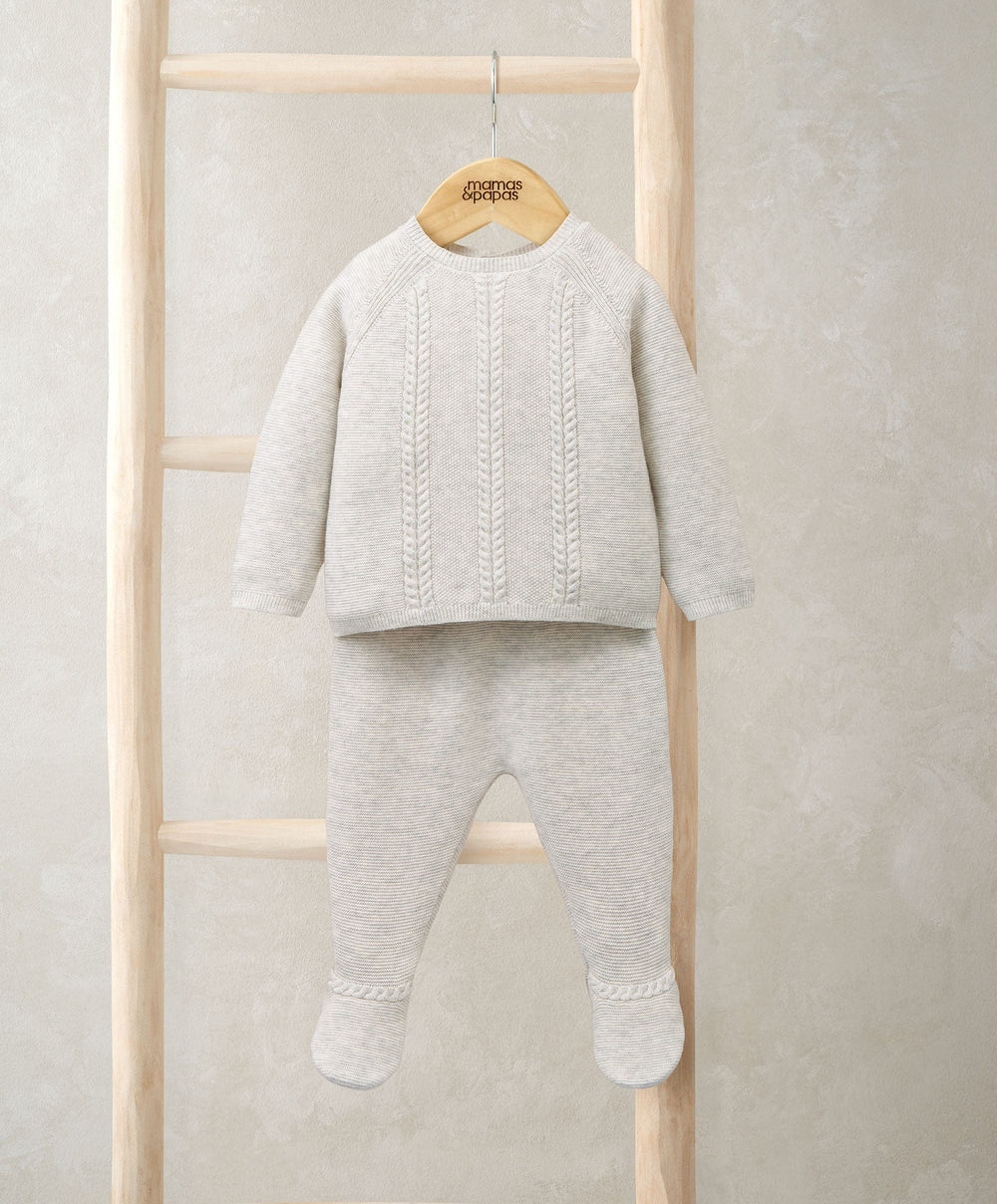 Mamas &amp; Papas Outfits &amp; Sets Cable Knit Top &amp; Bottoms Set (2 Pieces) - Grey
