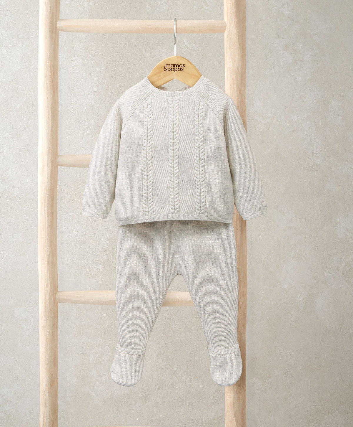 Mamas & Papas Outfits & Sets Cable Knit Top & Bottoms Set (2 Pieces) - Grey
