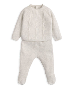 Mamas & Papas Outfits & Sets Cable Knit Top & Bottoms Set (2 Pieces) - Grey