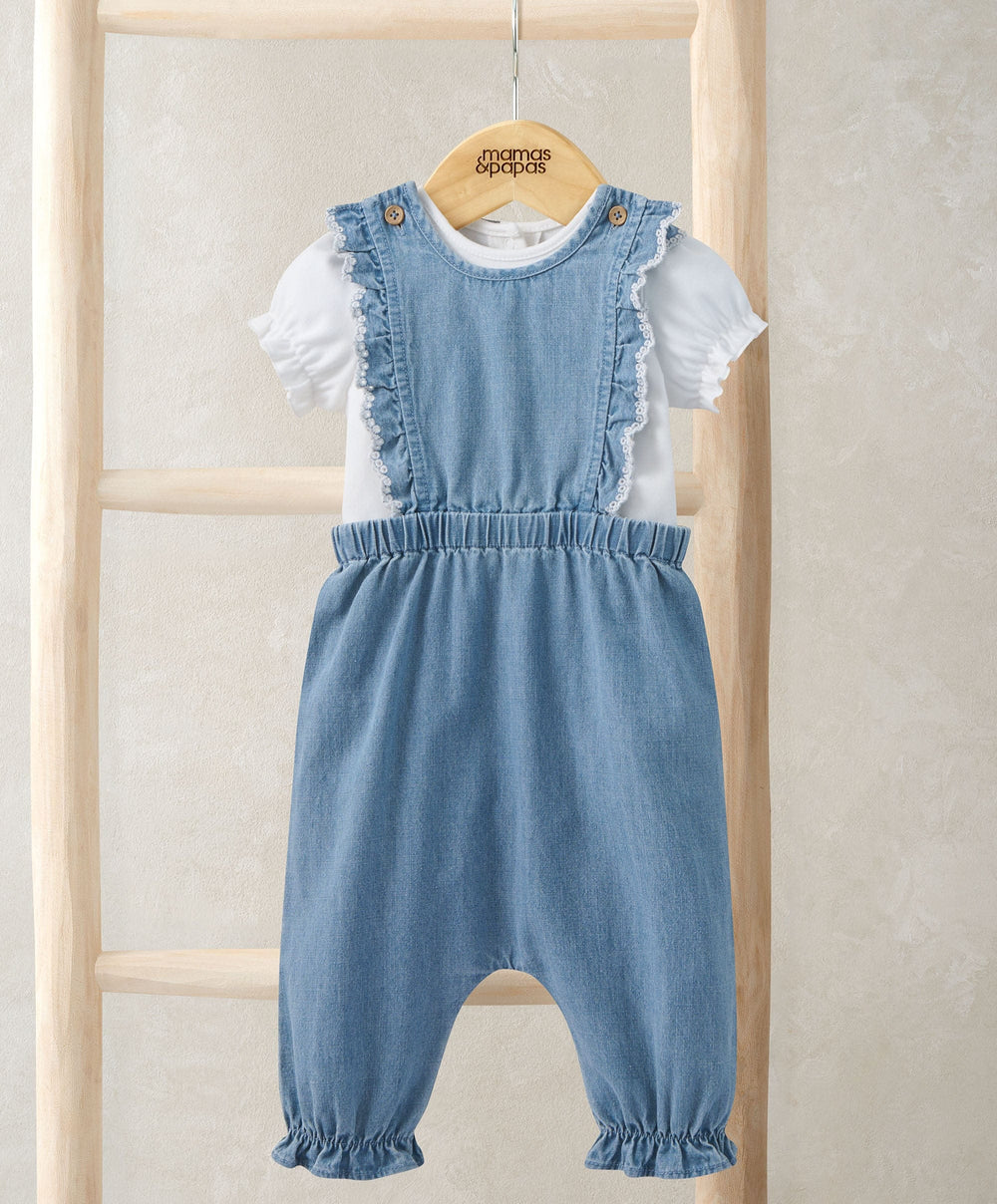 Mamas &amp; Papas Outfits &amp; Sets Chambray Dungarees &amp; Bodysuit