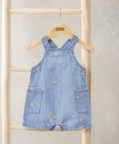 Mamas & Papas Outfits & Sets Cherry Denim Dungarees