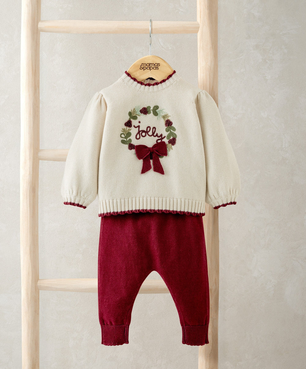 Mamas &amp; Papas Outfits &amp; Sets Christmas Wreath Top &amp; Leggings Outfit Set