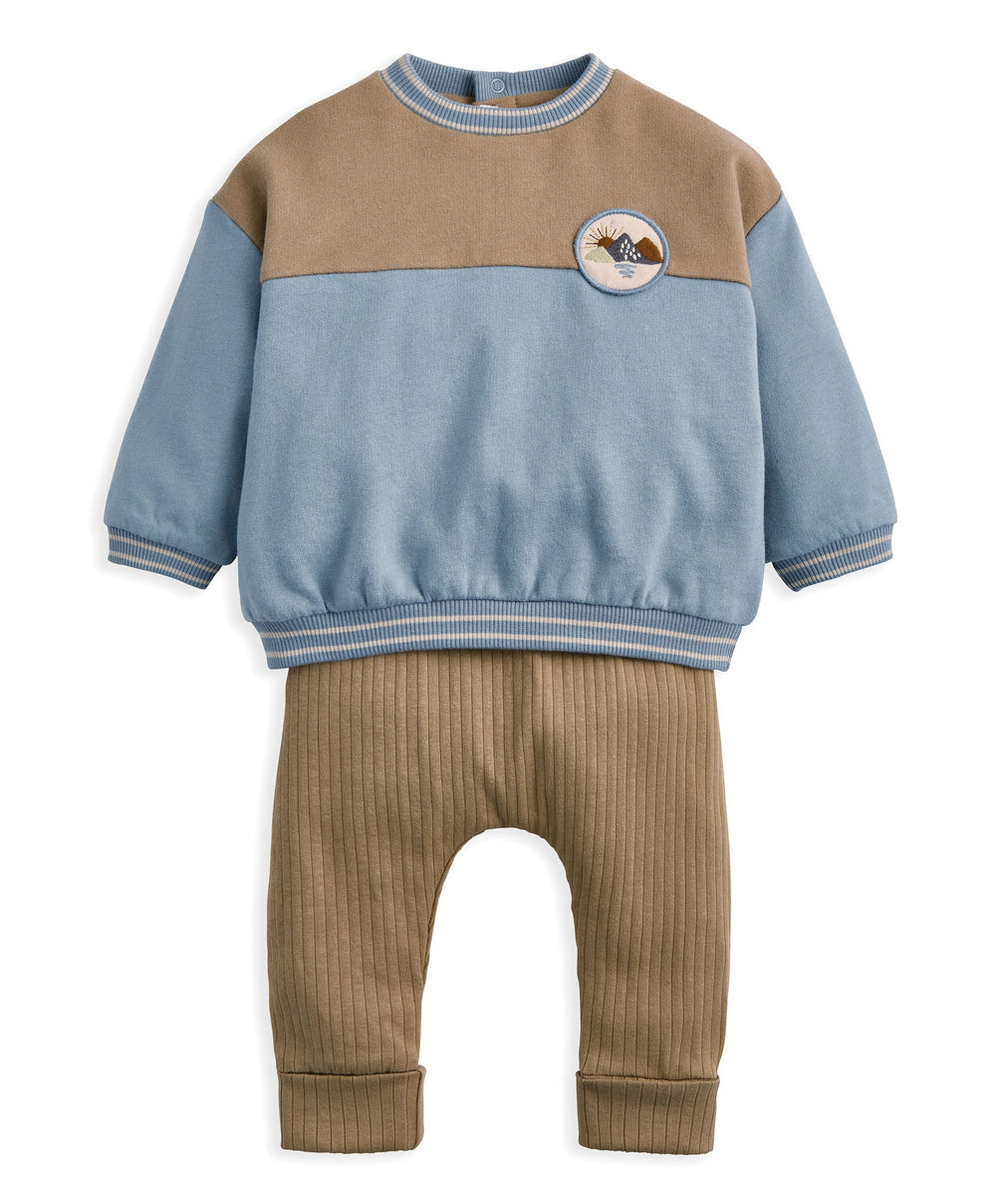 Mamas &amp; Papas Outfits &amp; Sets Colour Block Sweatshirt &amp; Leggings Set (2 Pieces) - Beige