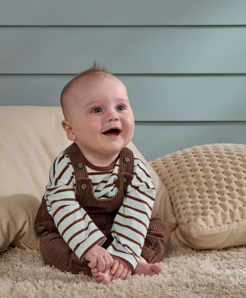 Mamas &amp; Papas Outfits &amp; Sets Cord Dungarees &amp; Striped T-Shirt Set (2 Pieces)