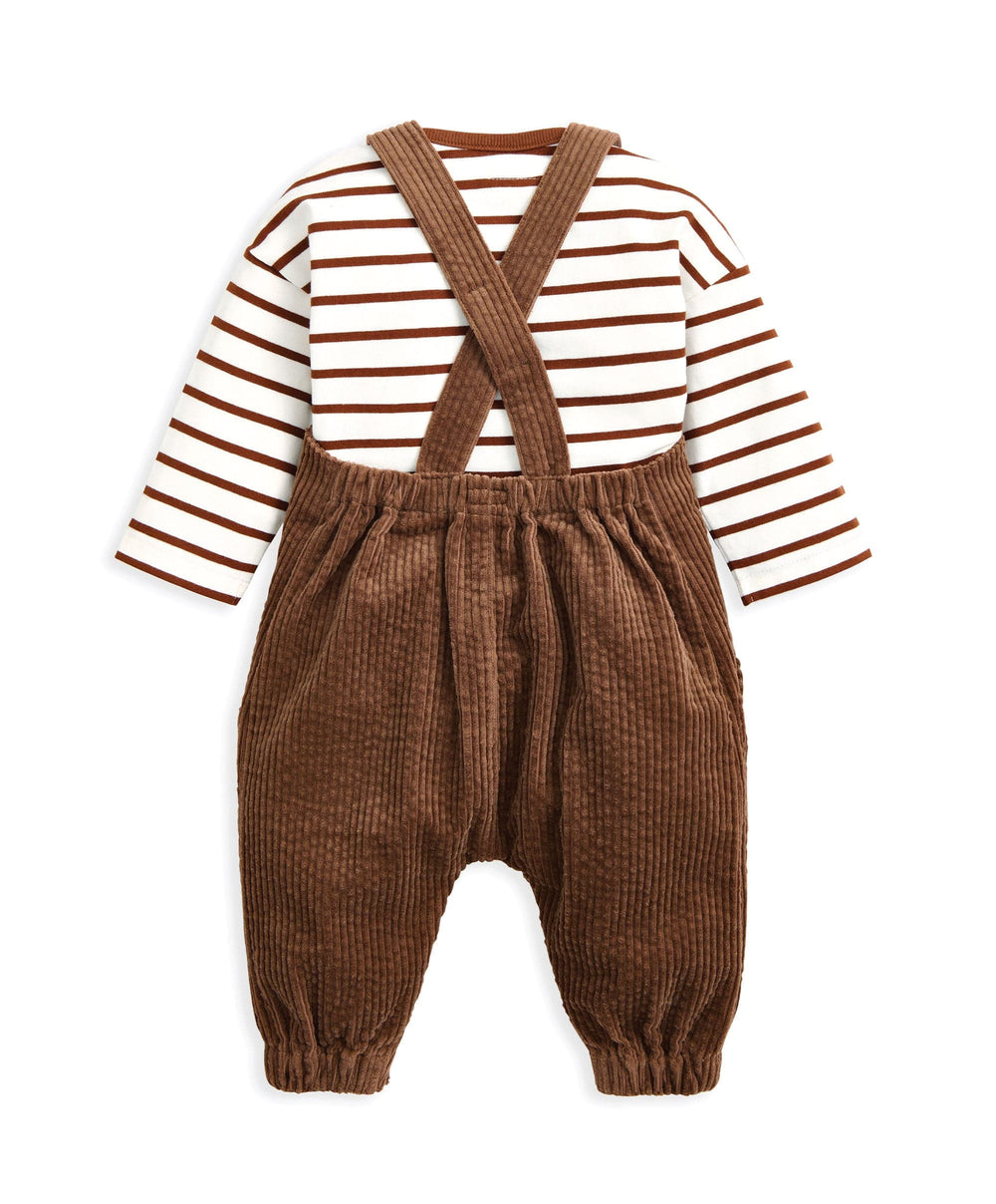 Mamas &amp; Papas Outfits &amp; Sets Cord Dungarees &amp; Striped T-Shirt Set (2 Pieces)