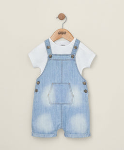 Mamas & Papas Outfits & Sets Denim Dungarees and White T Shirt - 2 Piece Set