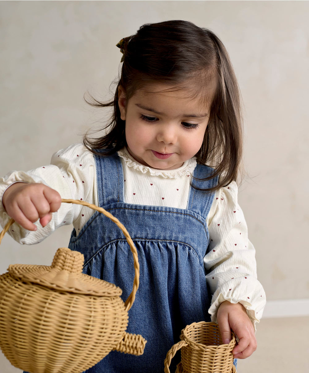 Mamas &amp; Papas Outfits &amp; Sets Denim Pinny Dress &amp; Heart Bodysuit Set