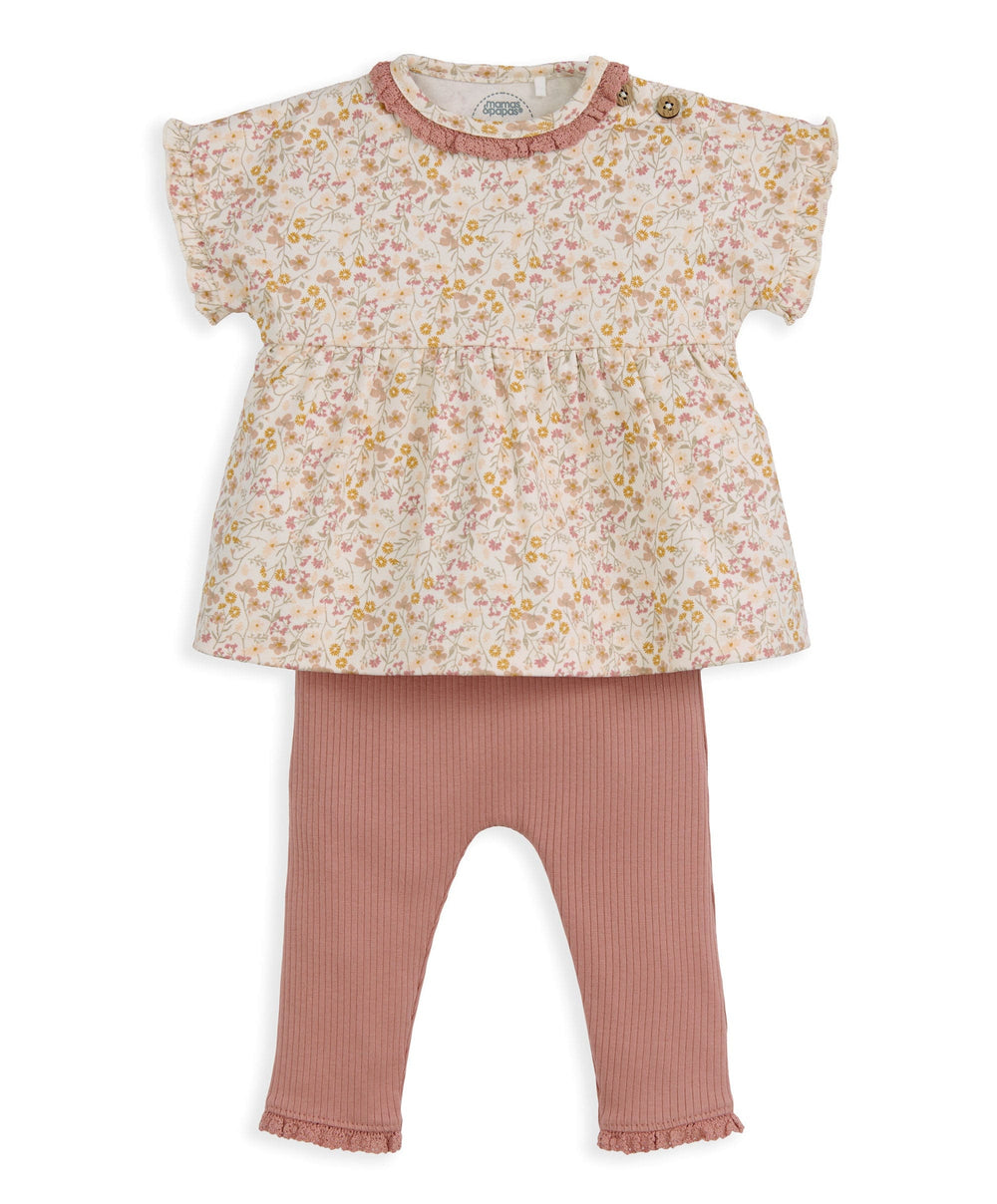 Mamas &amp; Papas Outfits &amp; Sets Ditsy T-Shirt &amp; Leggings Outfit Set
