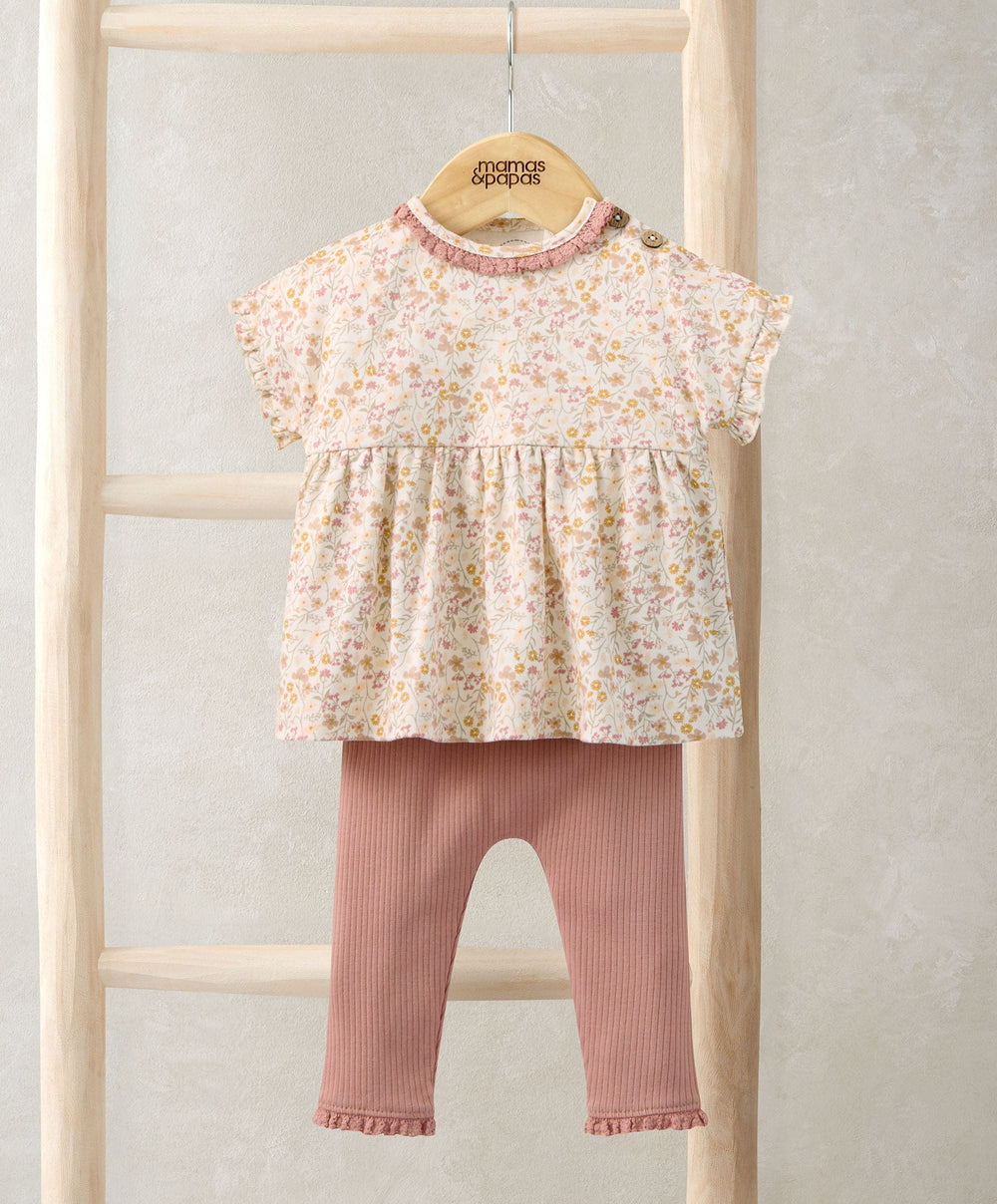 Mamas &amp; Papas Outfits &amp; Sets Ditsy T-Shirt &amp; Leggings Outfit Set