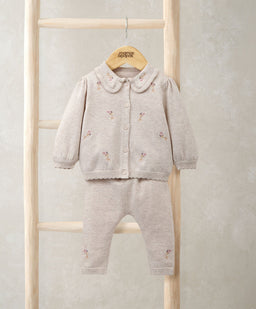 Mamas & Papas Outfits & Sets Embroidered Cardigan & Leggings Set with Scallop Detail (2 Pieces)