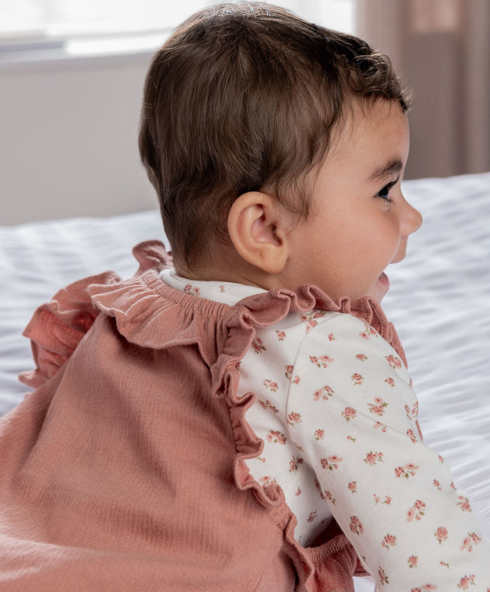 Mamas &amp; Papas Outfits &amp; Sets Embroidered Dungarees &amp; Bodysuit Set (2 Pieces) - Pink