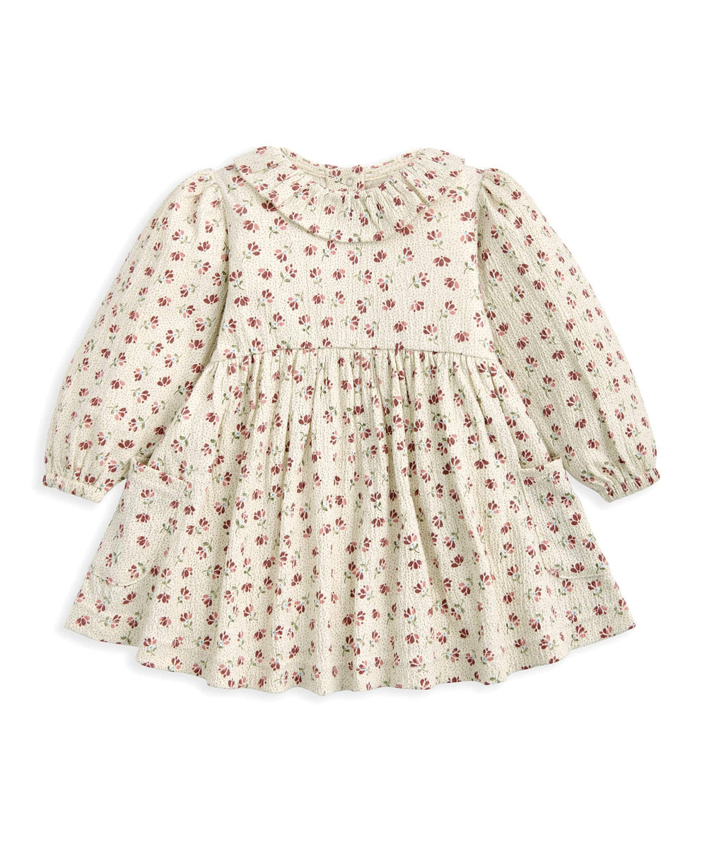 Mamas &amp; Papas Outfits &amp; Sets Floral Frill Collar Dress &amp; Embroidered Knit Vest Set (2 Pieces)